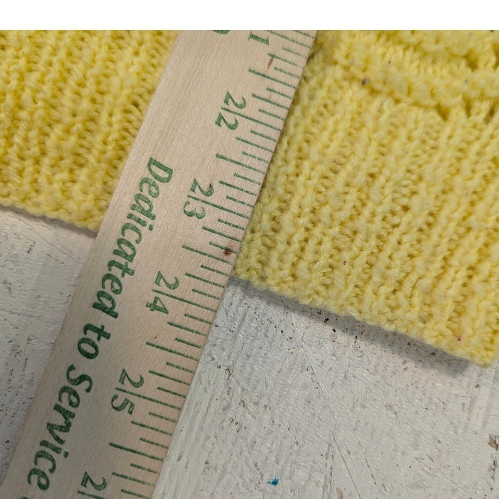 Vintage Yellow Knit Polo Shirt Short Sleeve Crochet Lace Womens READ - Picture 9 of 10